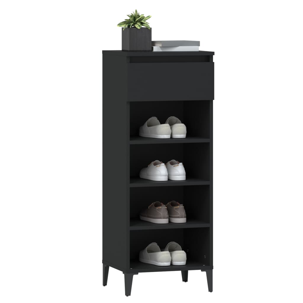 Stalak za cipele crni 40 x 36 x 105 cm od konstruiranog drva