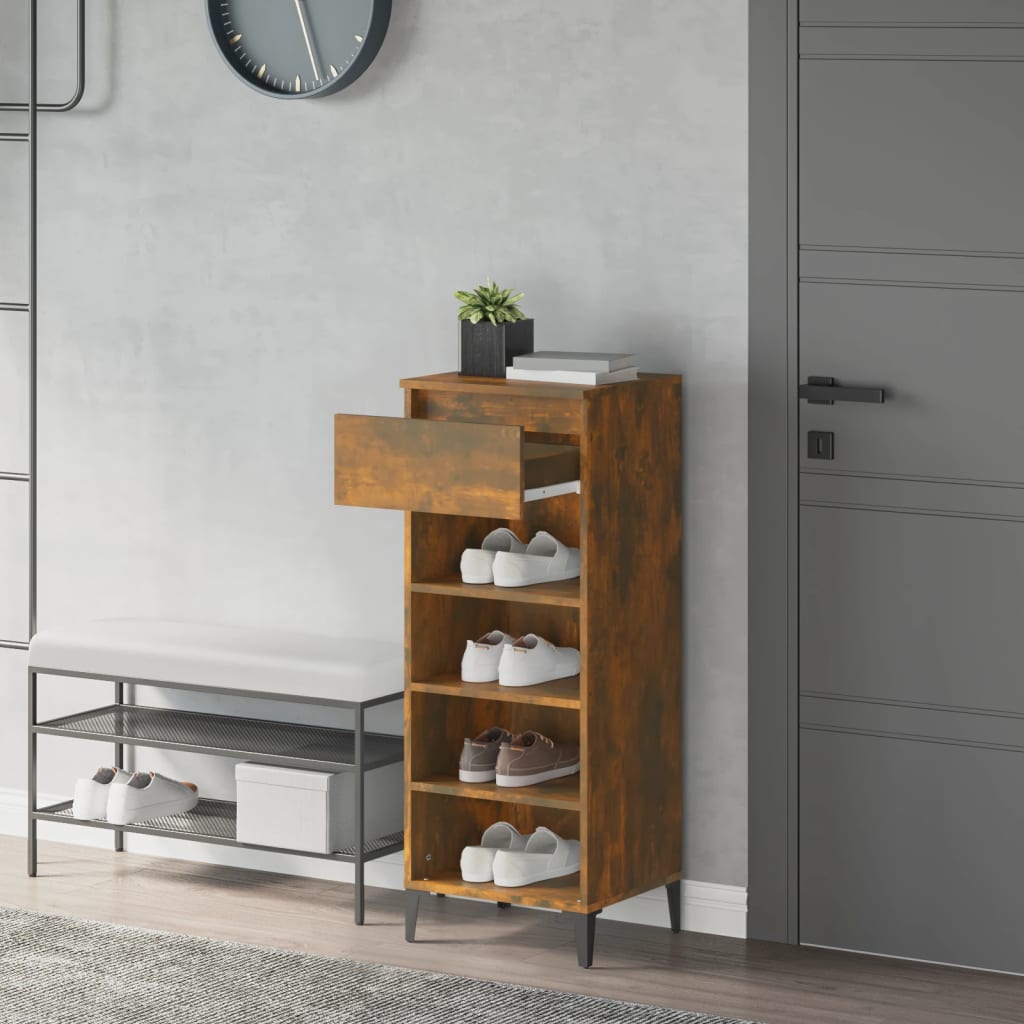 Stalak za cipele boja hrasta 40x36x105 cm konstruirano drvo