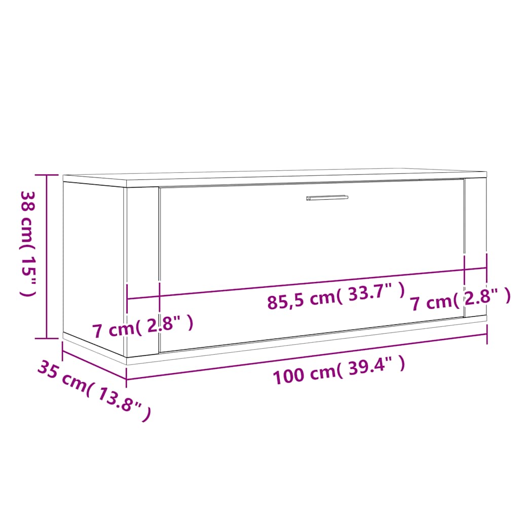 Ormarić za cipele boja hrasta 100x35x38 cm konstruirano drvo