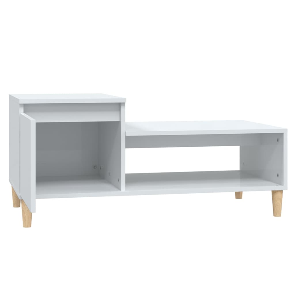 Stolić za kavu sjajni bijeli 100x50x45 cm od konstruiranog drva