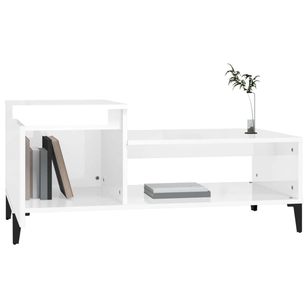 Stolić za kavu sjajni bijeli 100x50x45 cm od konstruiranog drva