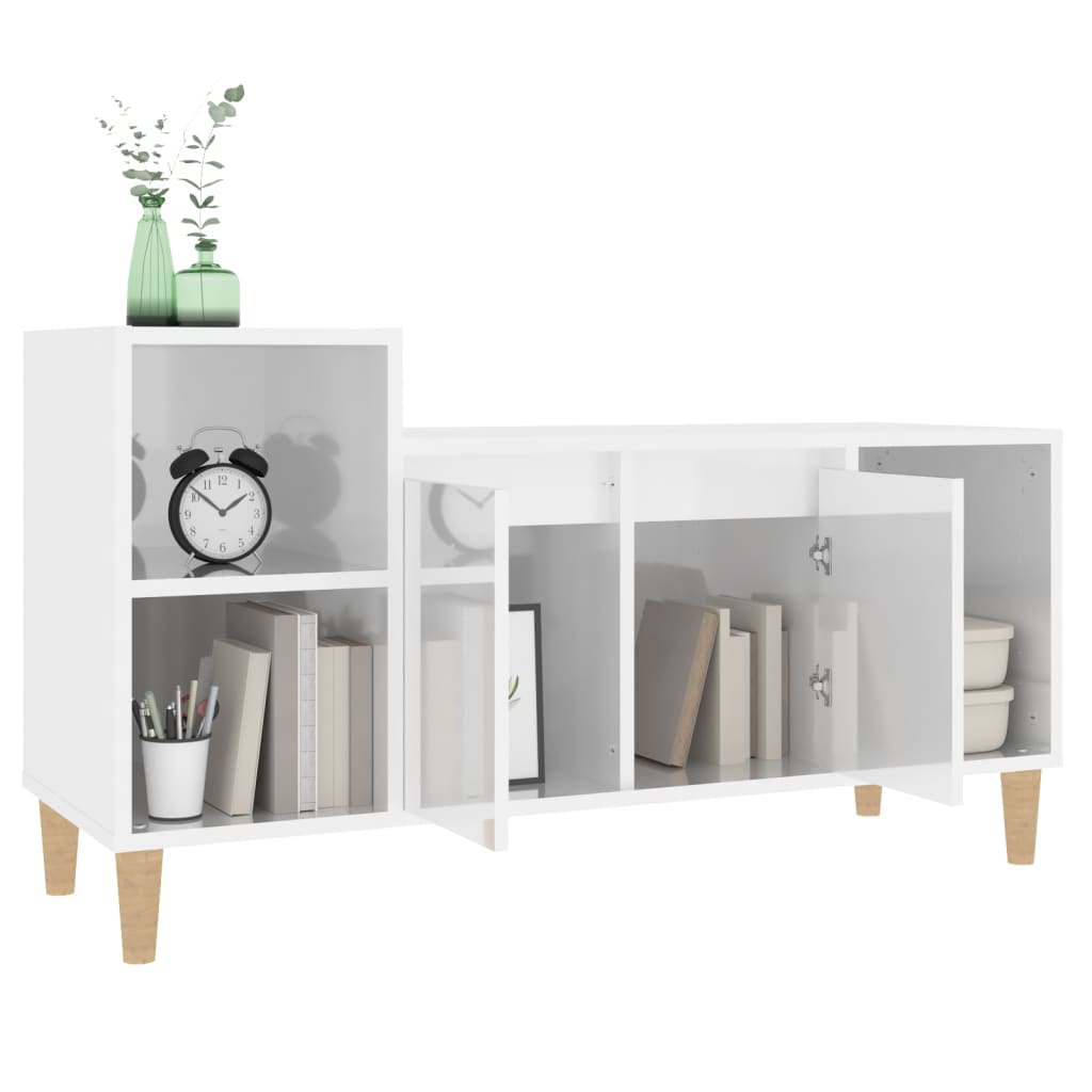 TV ormarić sjajni bijeli 100 x 35 x 55 cm od konstruiranog drva