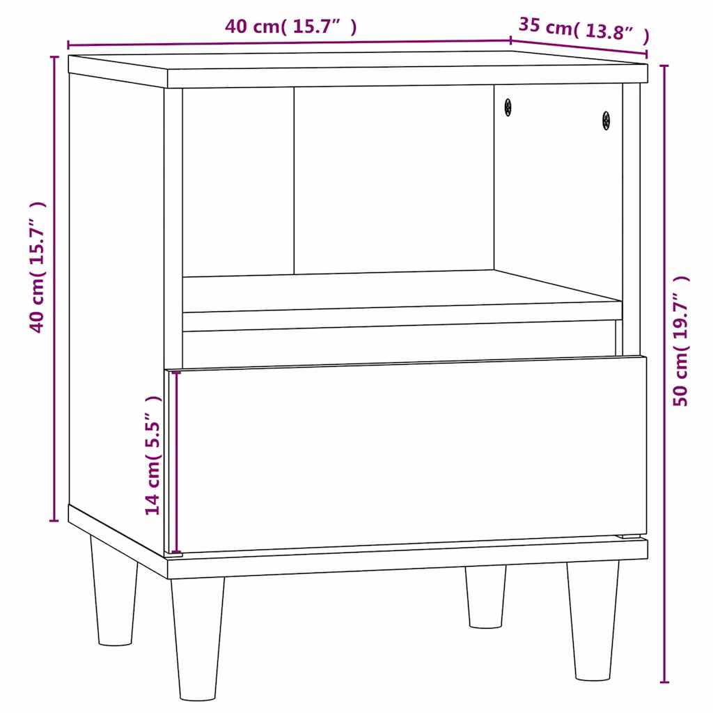 Noćni ormarić crni 40 x 35 x 50 cm