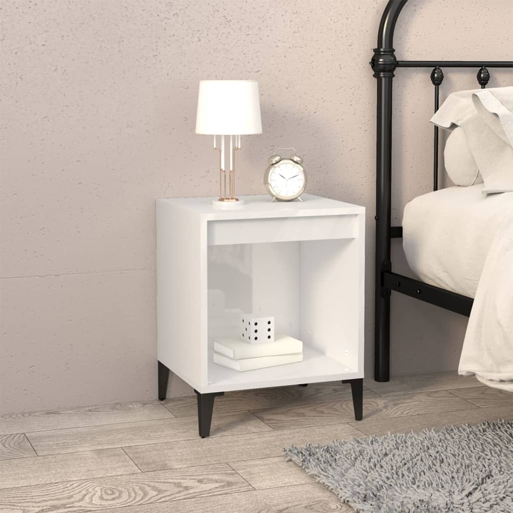 Noćni ormarić visoki sjaj bijeli 40x35x50 cm