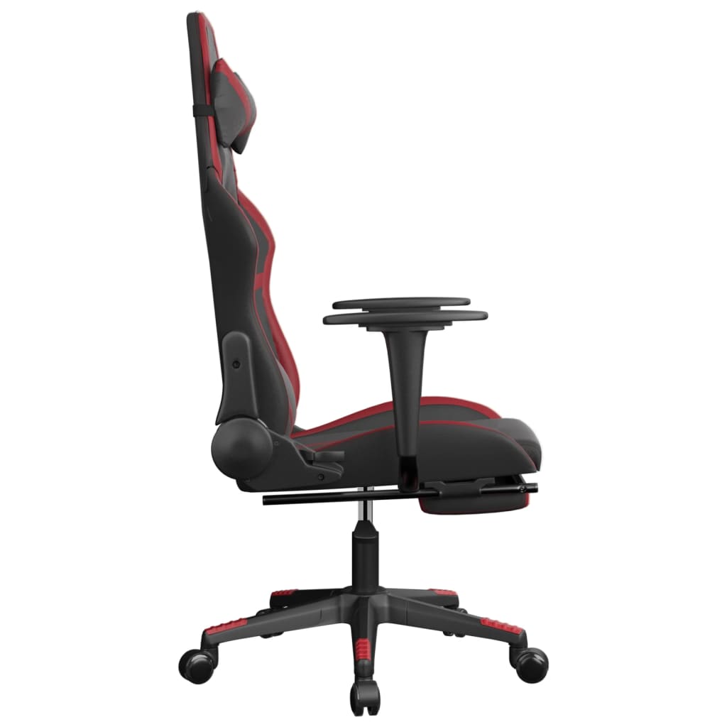 Igraća stolica od umjetne kože s osloncem crna i boja vina