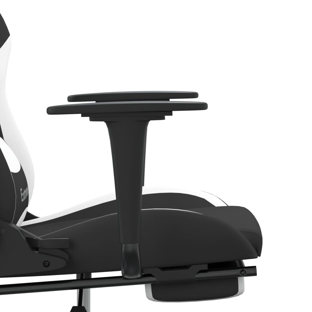 Igraća stolica od tkanine s osloncem za noge crna-Bijela