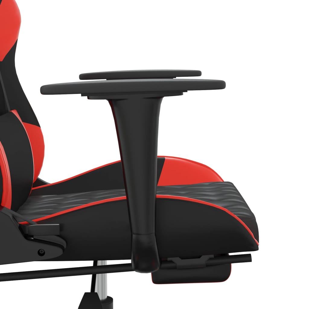Igraća stolica od umjetne kože s osloncem za noge Crna i crvena