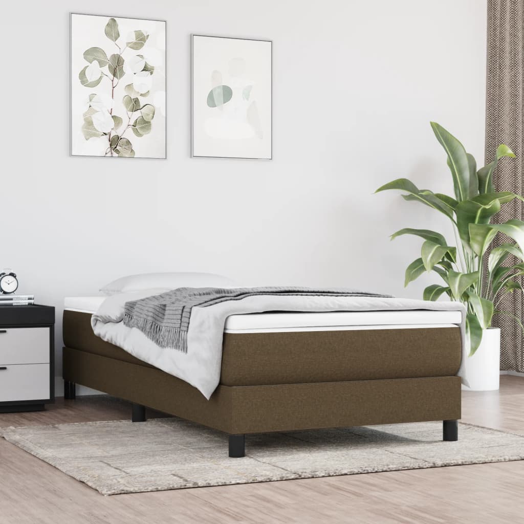 Okvir za krevet s oprugom tamnosmeđi 100x200 cm od tkanine