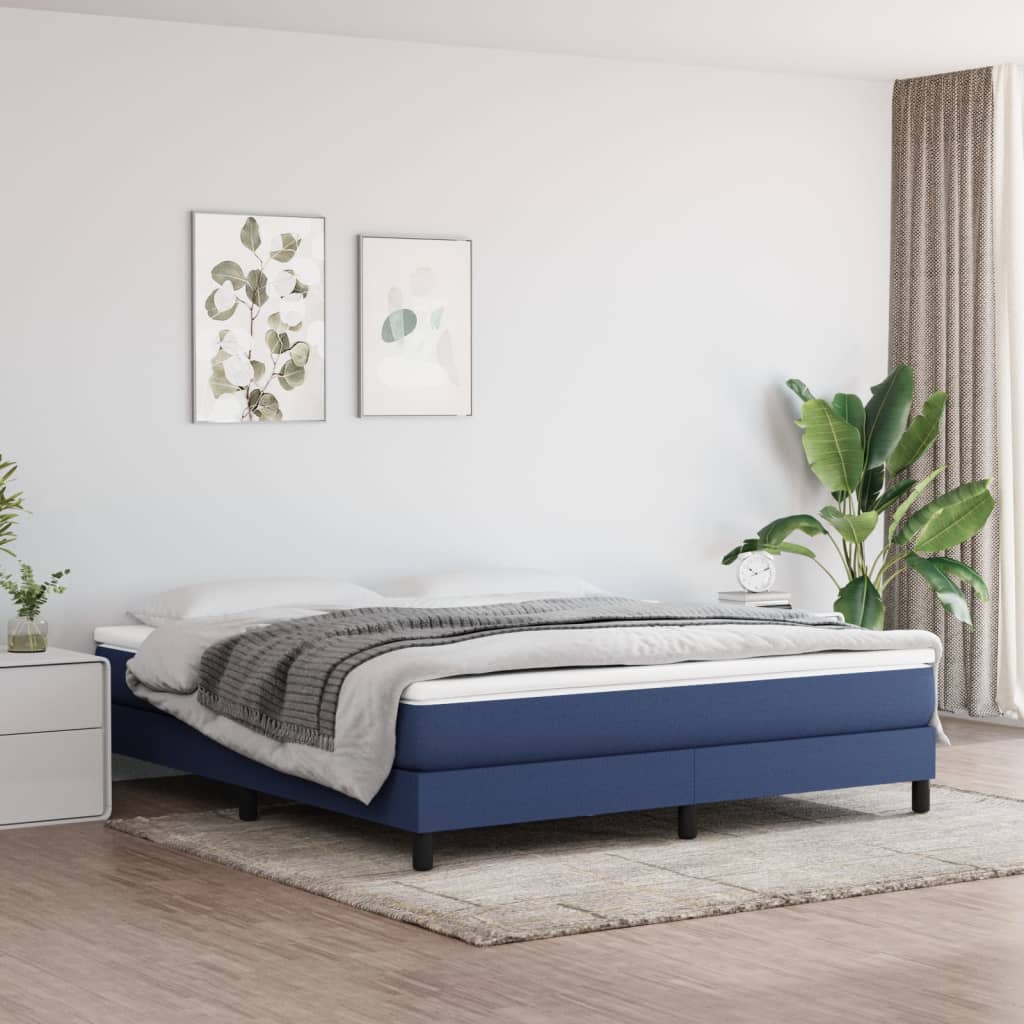 Okvir za krevet s oprugom plavi 160x200 cm od tkanine