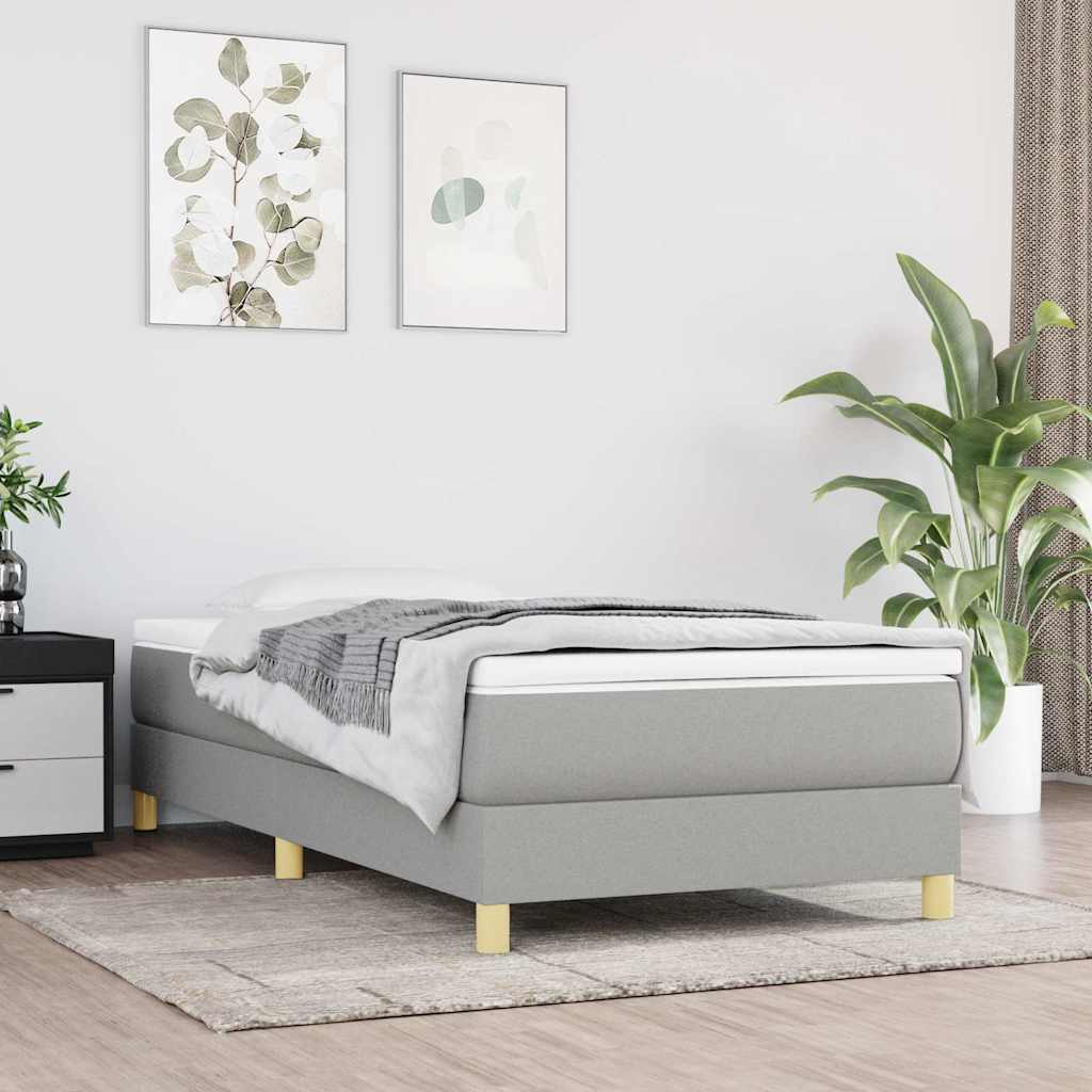 Okvir za krevet s oprugom svjetlosivi 80x200 cm od tkanine