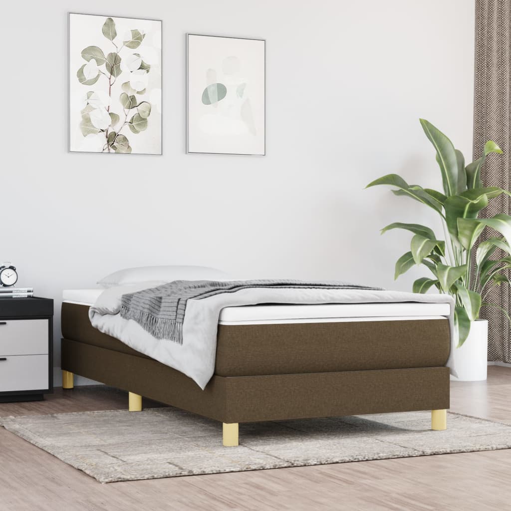 Okvir za krevet s oprugom tamnosmeđi 90x200 cm od tkanine