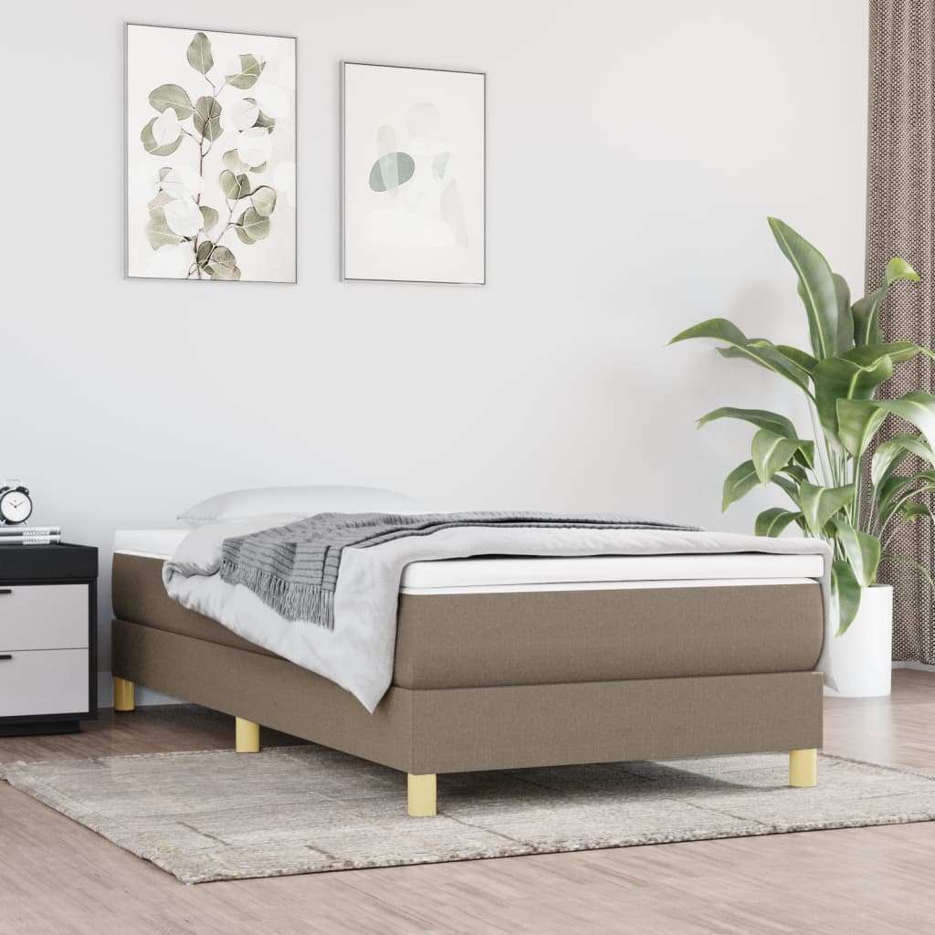 Okvir za krevet s oprugom smeđesivi 90x200cm od tkanine
