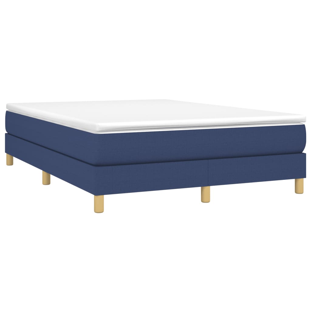 Okvir za krevet s oprugom plavi 140 x 190 cm od tkanine