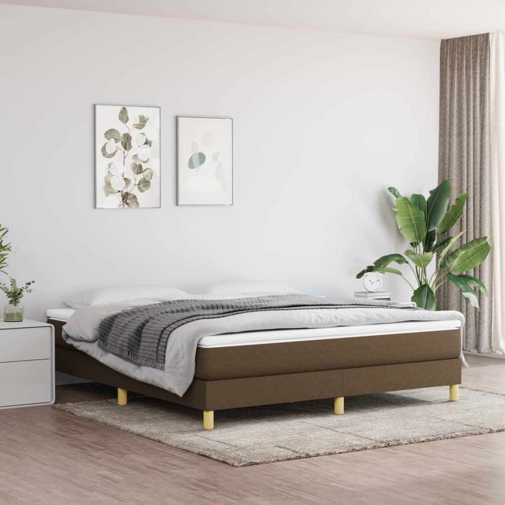 Okvir za krevet s oprugom tamnosmeđi 160x200 cm od tkanine