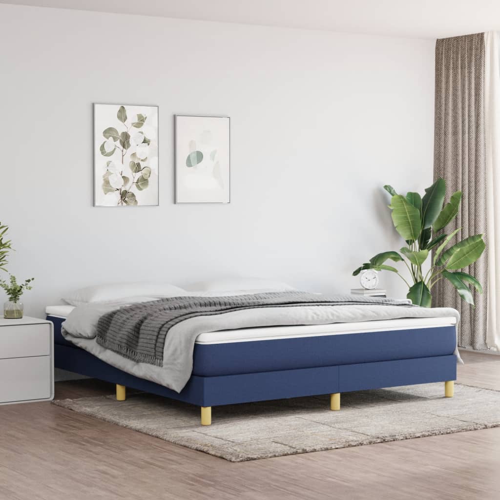 Okvir za krevet s oprugom plavi 160x200 cm od tkanine