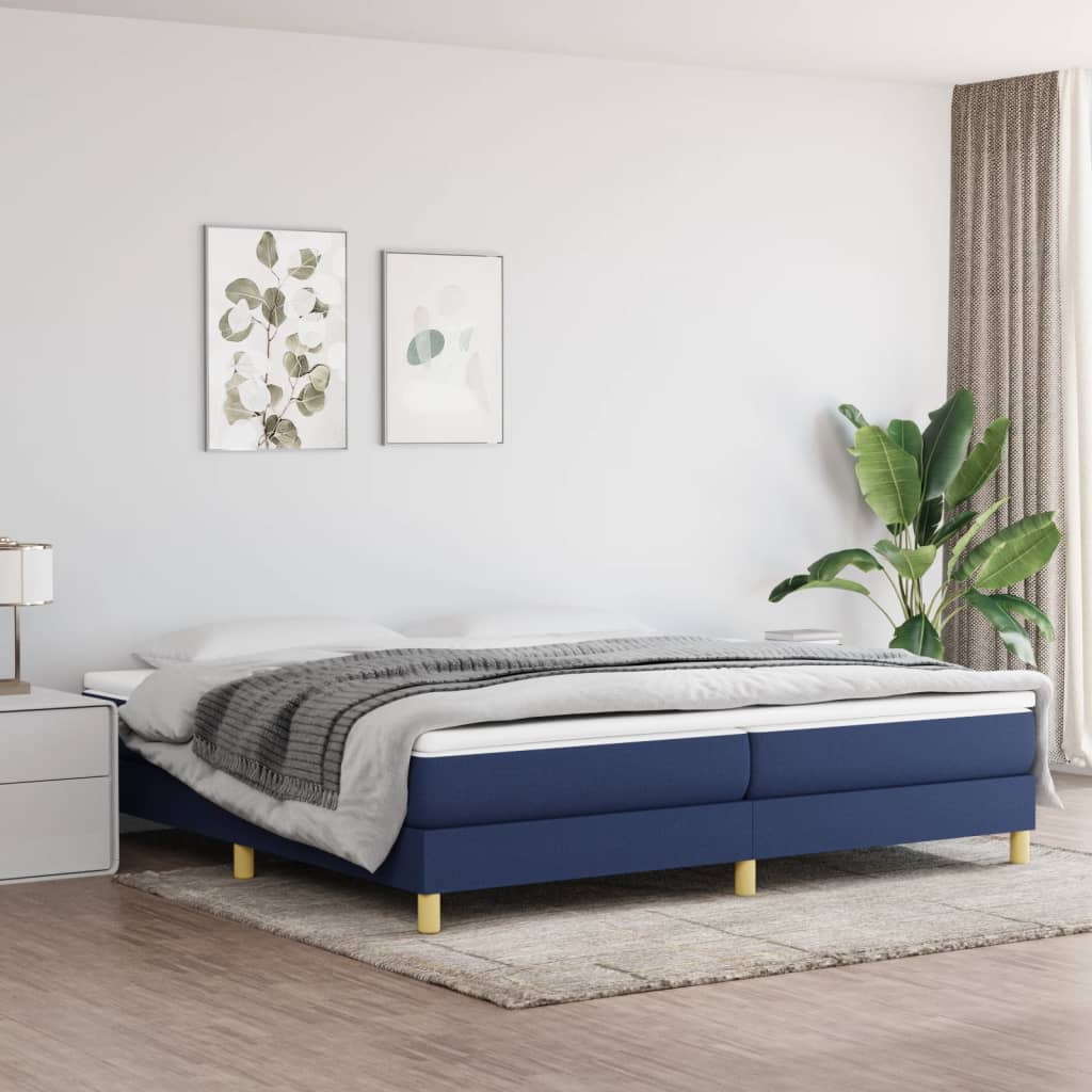 Okvir za krevet s oprugom plavi 200x200 cm od tkanine