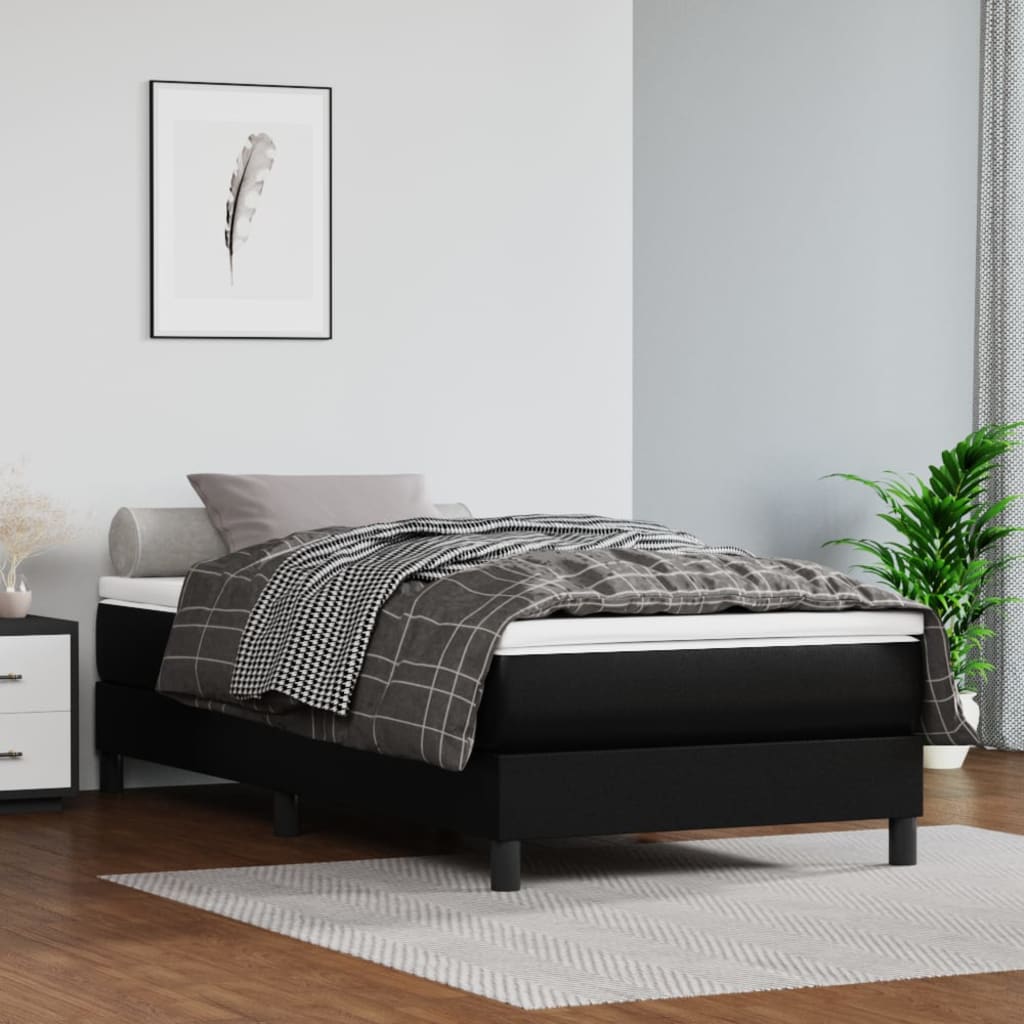 Okvir za krevet s oprugom crni 90x190 cm od umjetne kože