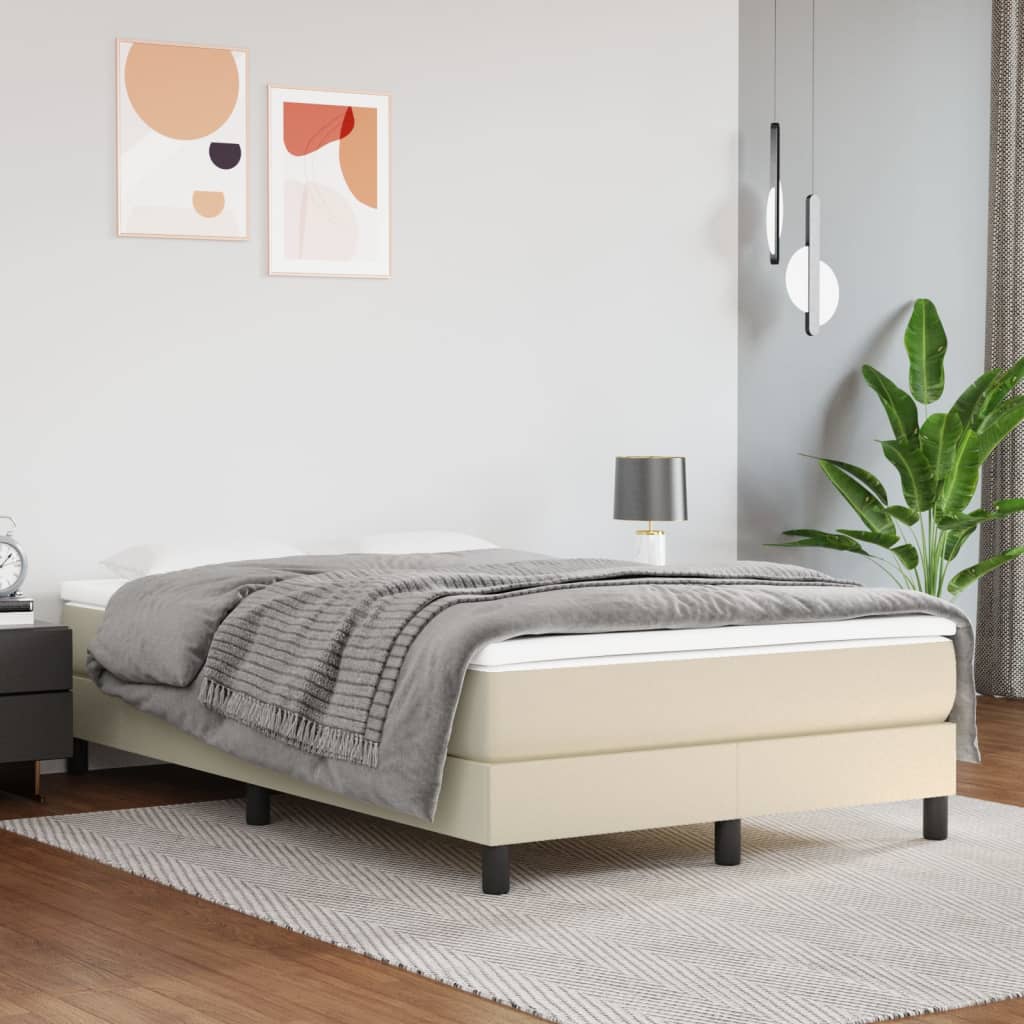 Okvir za krevet s oprugom krem 120 x 200 cm od umjetne kože