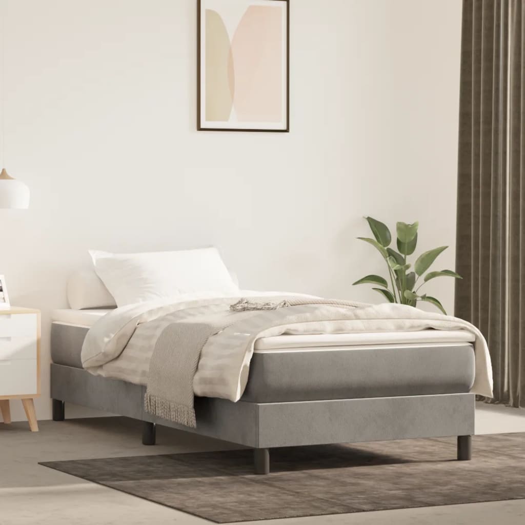 Okvir za krevet s oprugom svjetlosivi 80x200 cm baršunasti