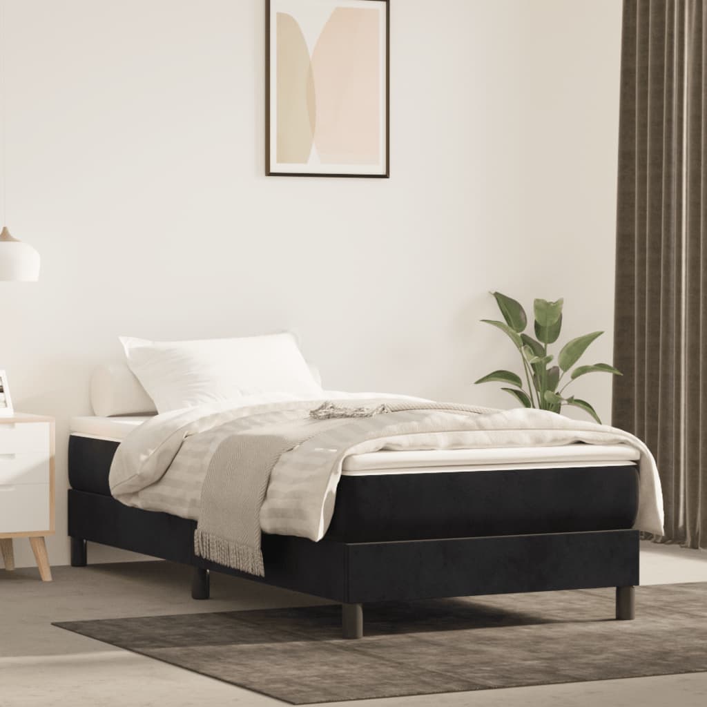 Okvir za krevet s oprugom crni 90x190 cm baršunasti