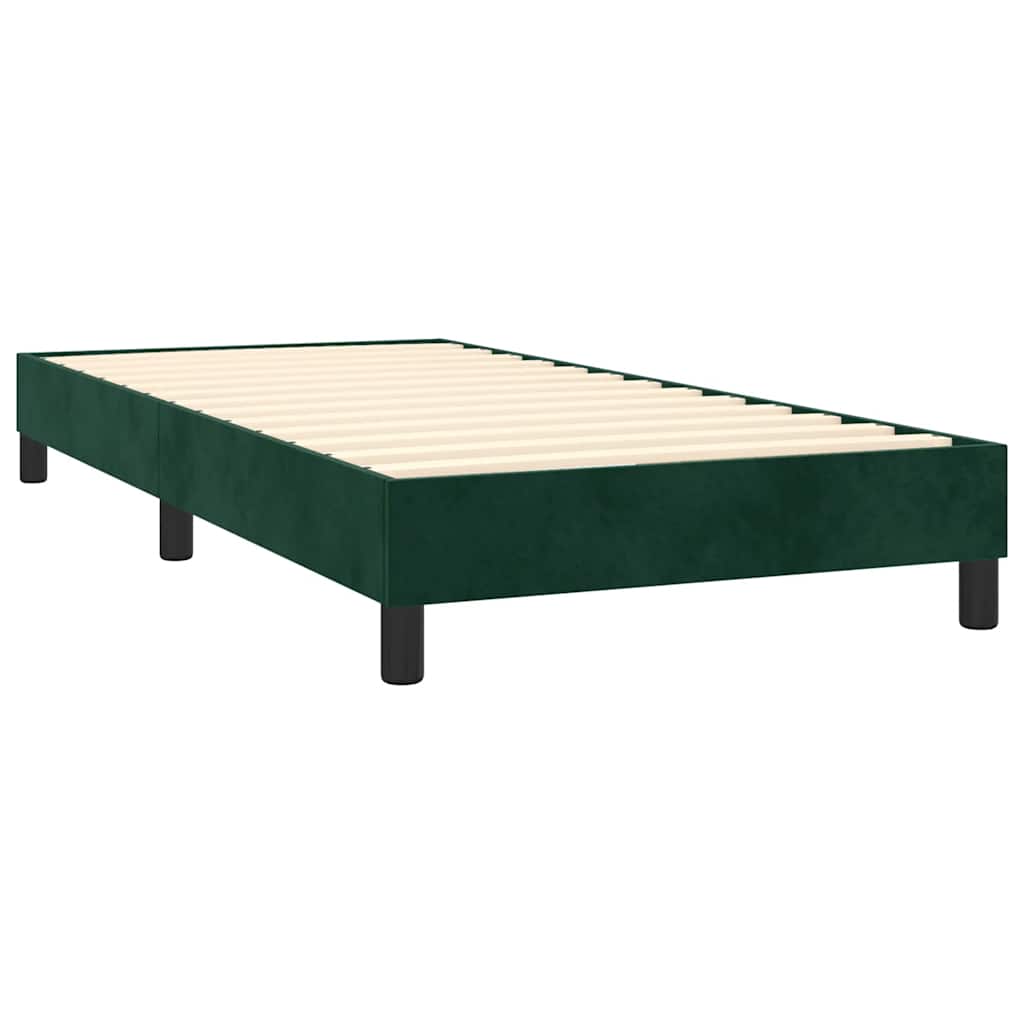 Okvir za krevet s oprugom tamnozeleni 90x190 cm baršunasti