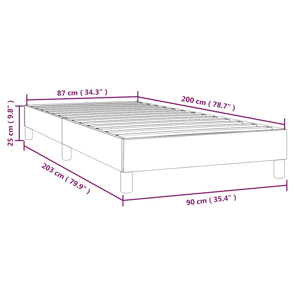 Okvir za krevet s oprugom svjetlosivi 90x200 cm baršunasti