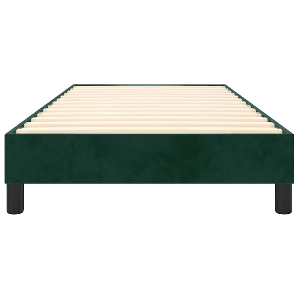 Okvir za krevet s oprugom tamnozeleni 90x200 cm baršunasti