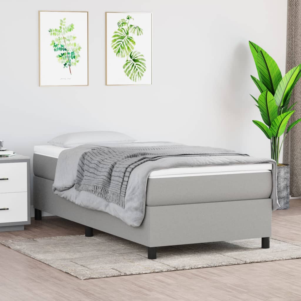 Okvir za krevet s oprugom svjetlosivi 80x200 cm od tkanine