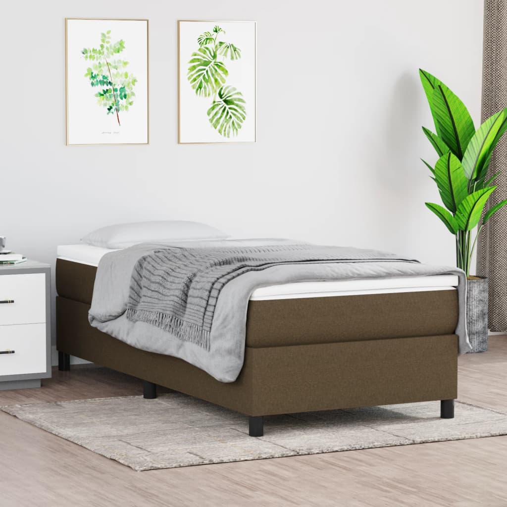 Okvir za krevet s oprugom tamnosmeđi 80x200 cm od tkanine