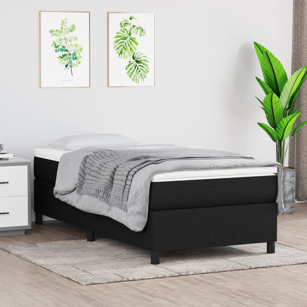 Okvir za krevet s oprugom crni 90x190cm od tkanine
