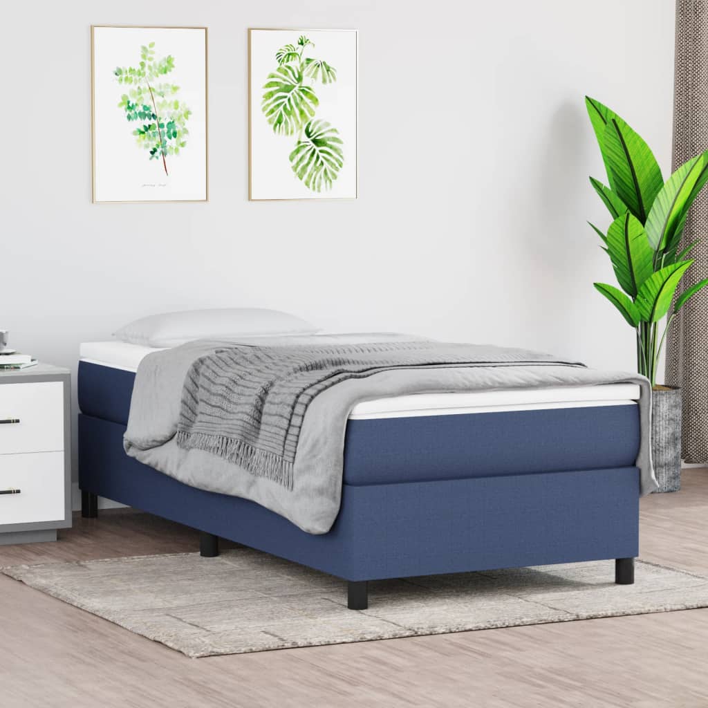 Okvir za krevet s oprugom plava 90x200cm od tkanine