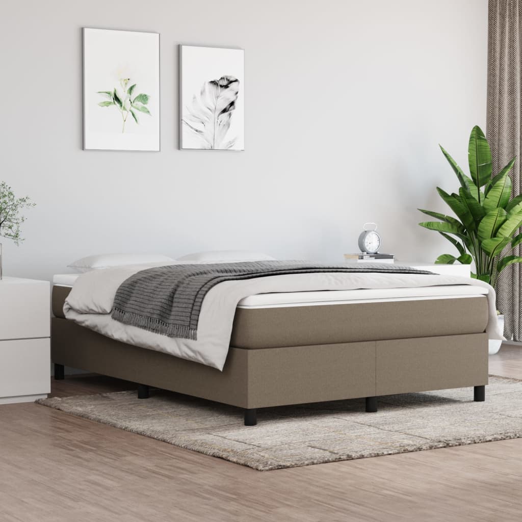 Okvir za krevet s oprugom smeđesivi 140 x 190 cm od tkanine