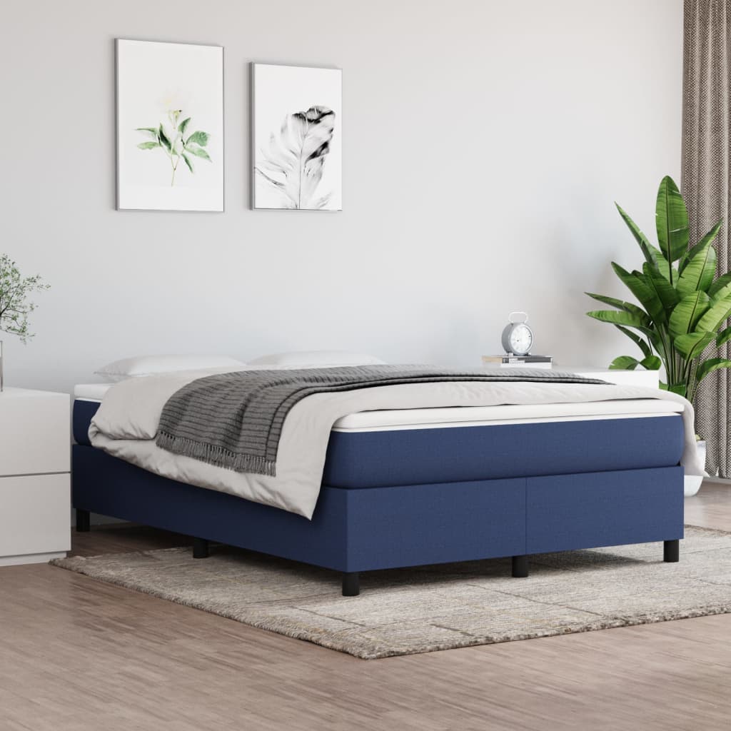 Okvir za krevet s oprugom plavi 140 x 200 cm od tkanine