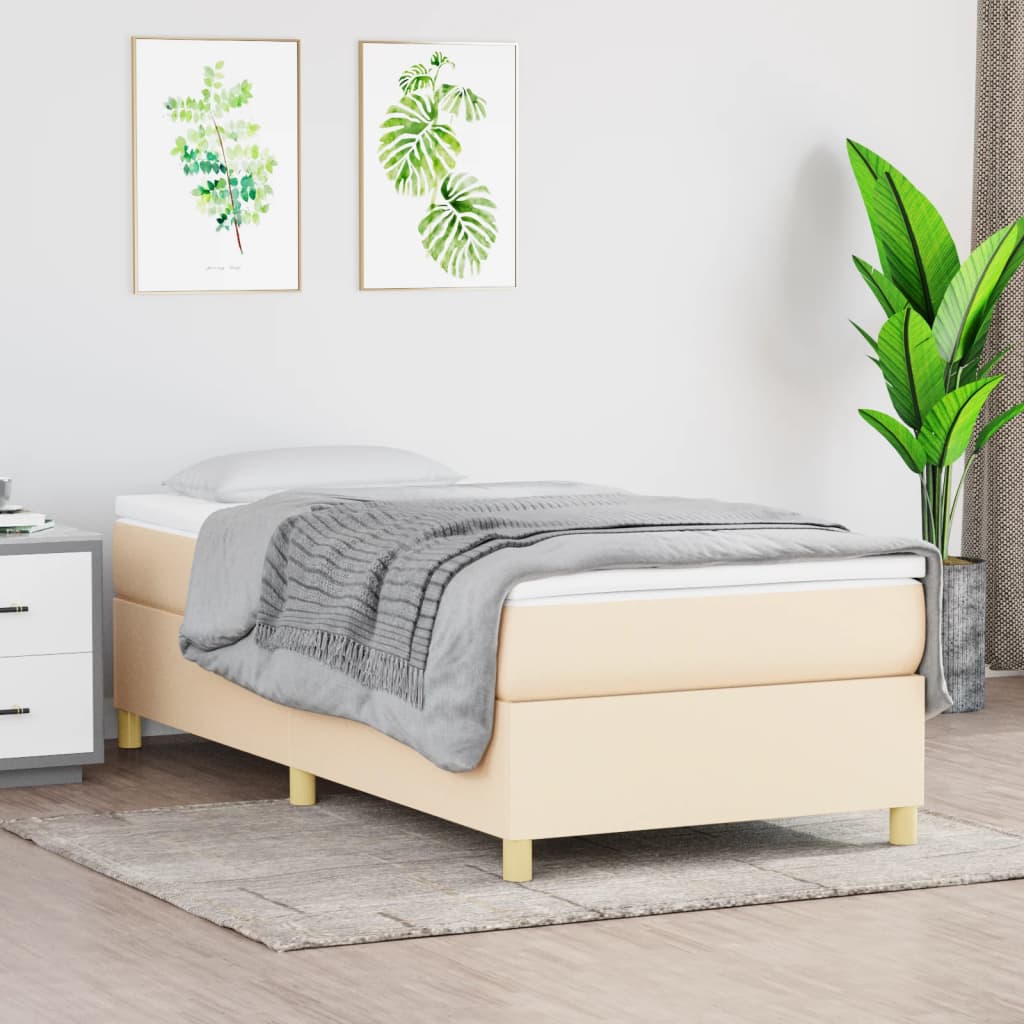 Okvir za krevet s oprugom Krem 80x200cm Tkanina