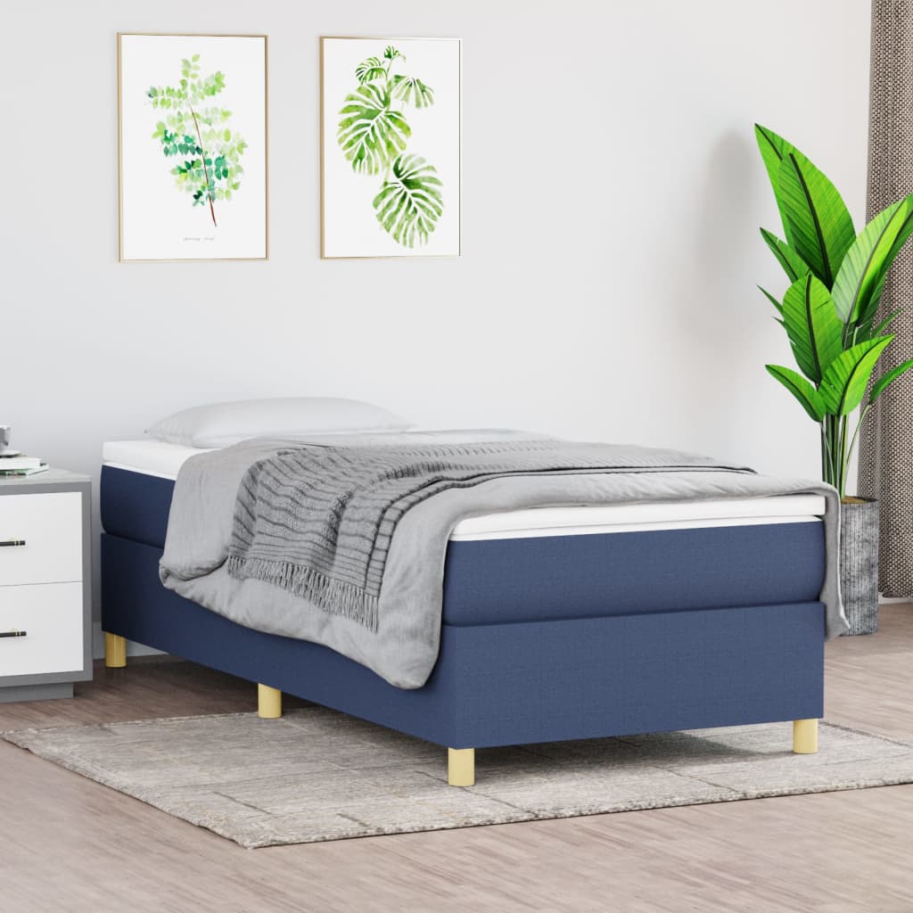 Okvir za krevet s oprugom plava 80x200cm od tkanine