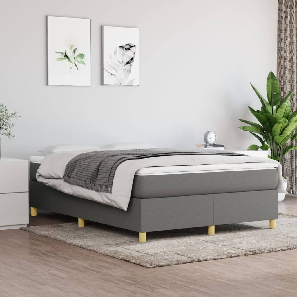 Okvir za krevet s oprugom tamnosivi 140 x 190 cm od tkanine