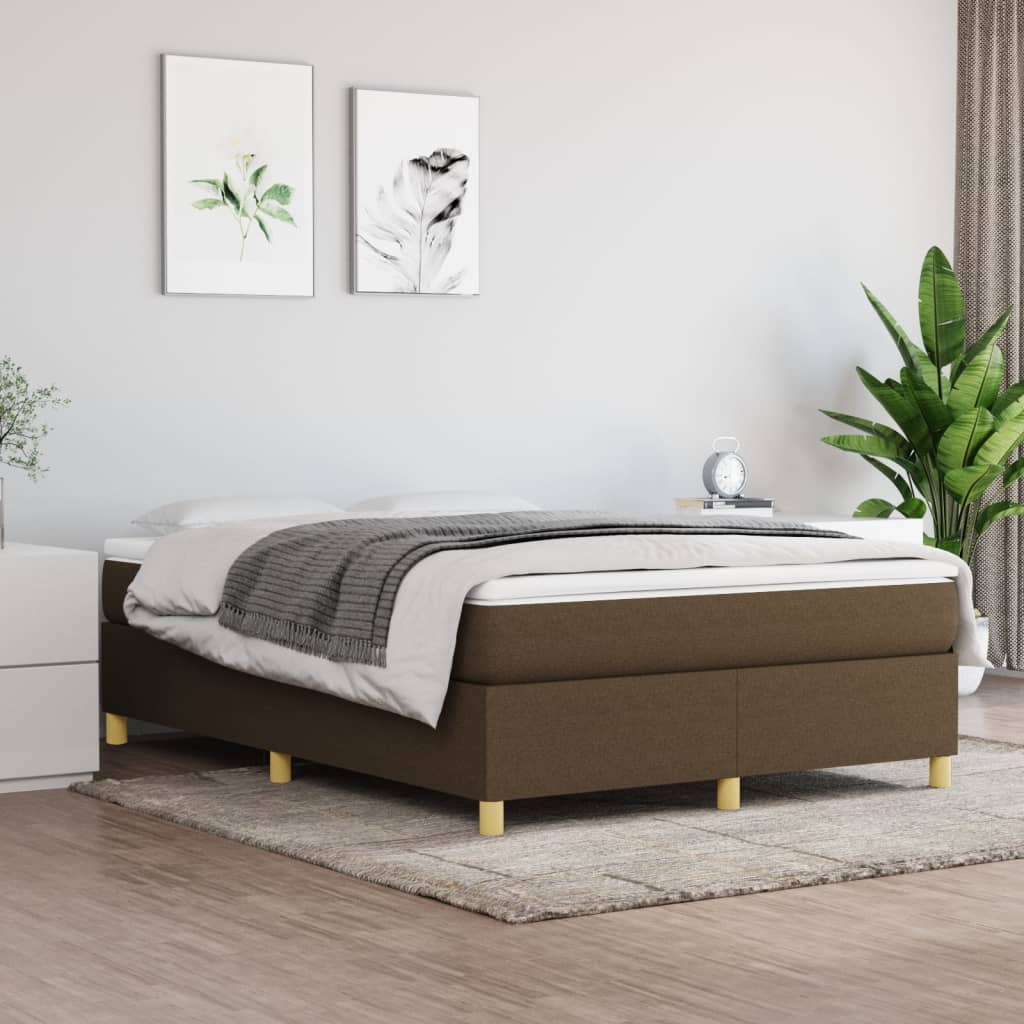 Okvir za krevet s oprugom tamnosmeđi 140 x 190 cm od tkanine