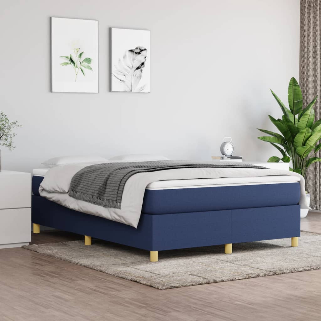 Okvir za krevet s oprugom plavi 140 x 190 cm od tkanine