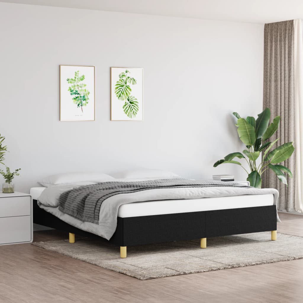 Okvir za krevet s oprugom crni 160x200 cm od tkanine