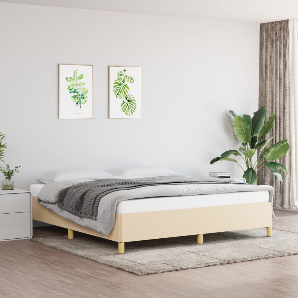Okvir za krevet s oprugom krem 160x200 cm od tkanine