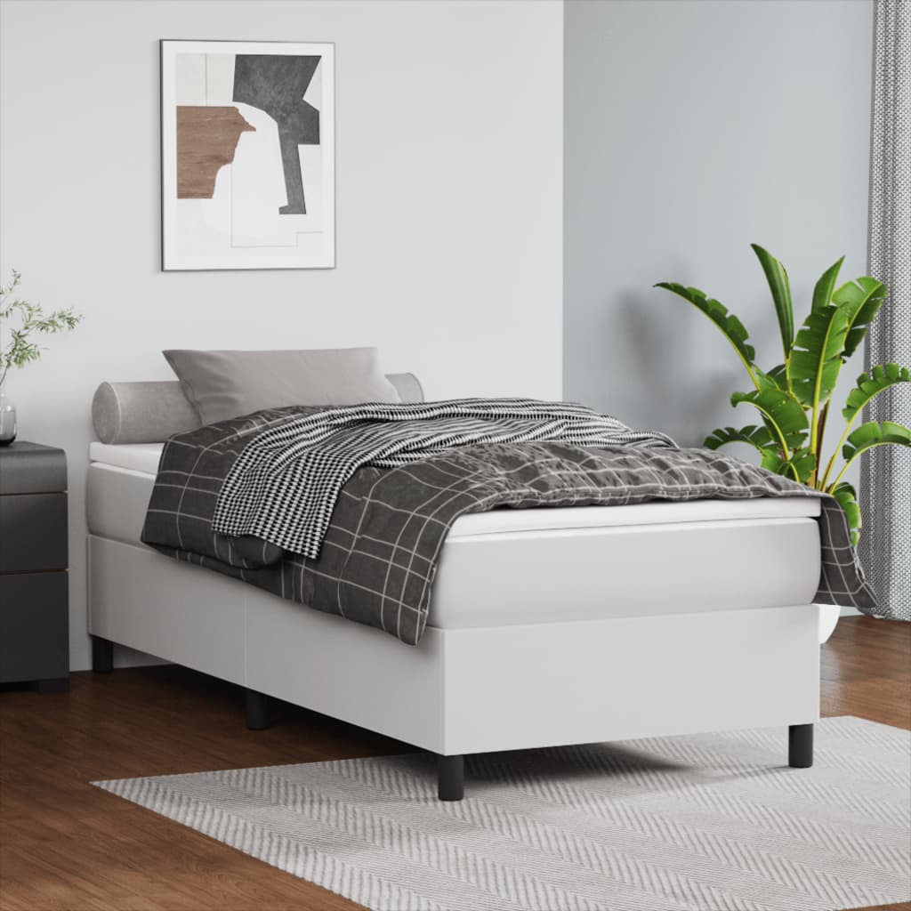 Okvir za krevet s oprugom bijela 90x190 cm od umjetne kože