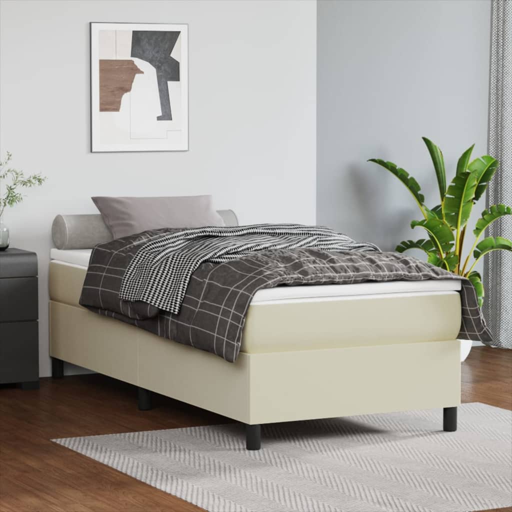 Okvir za krevet s oprugom krem 90x190 cm od umjetne kože