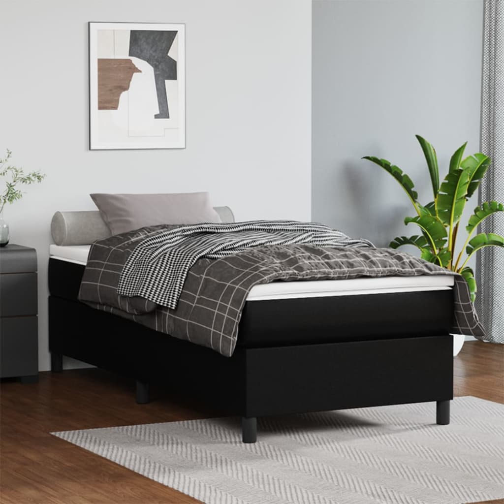 Okvir za krevet s oprugom crni 90x200 cm od umjetne kože