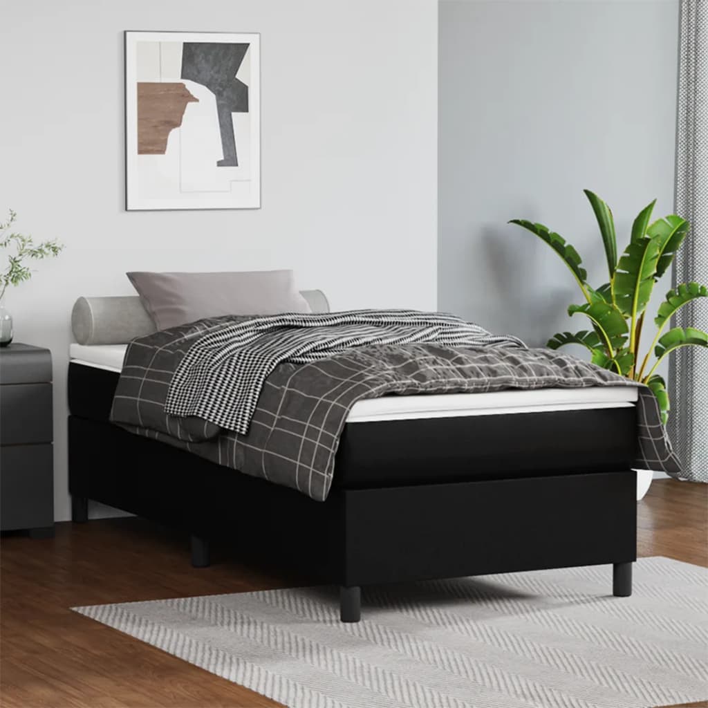 Okvir za krevet s oprugom crni 100x200 cm od umjetne kože