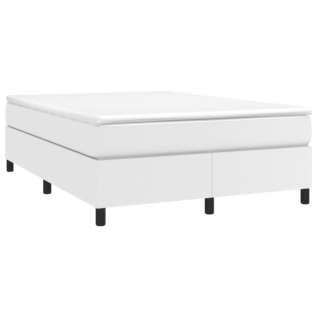 Okvir za krevet s oprugom bijela 140x190 cm od umjetne kože