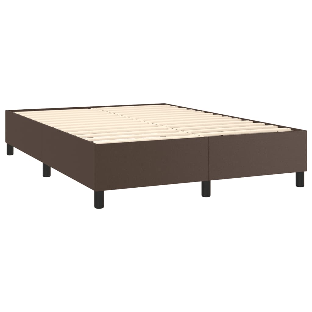 Okvir za krevet s oprugom smeđi 140x190 cm od umjetne kože