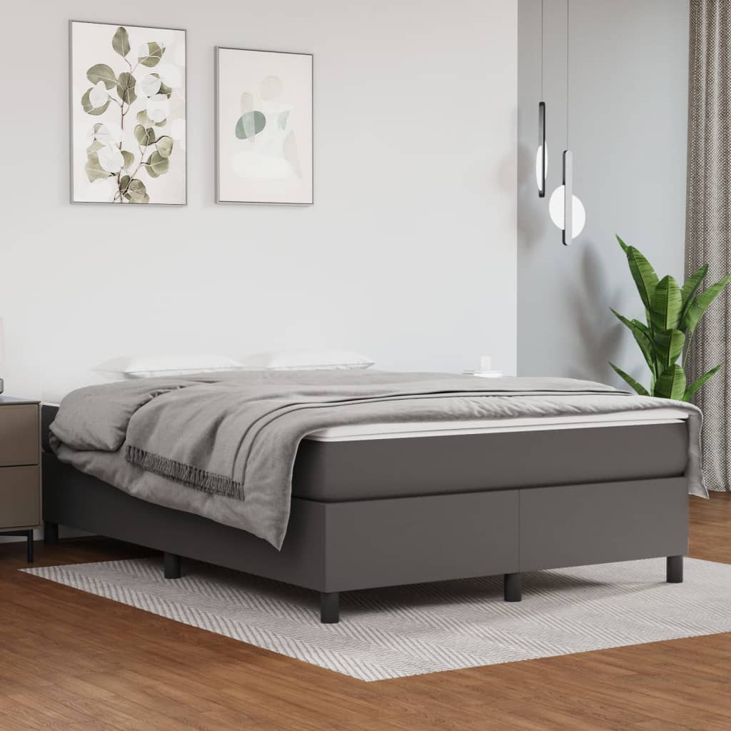 Okvir za krevet s oprugom sivi 140x200 cm od umjetne kože