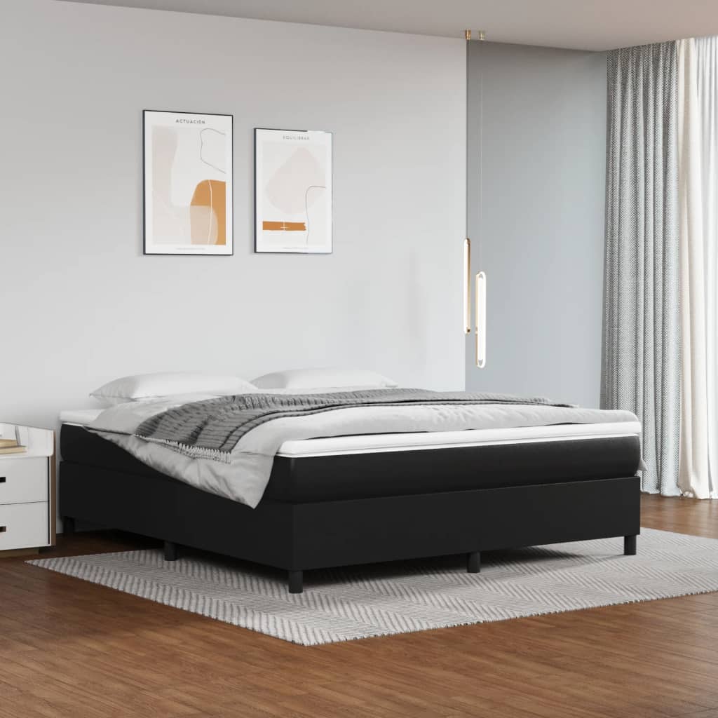 Okvir za krevet s oprugom crni 160x200 cm od umjetne kože