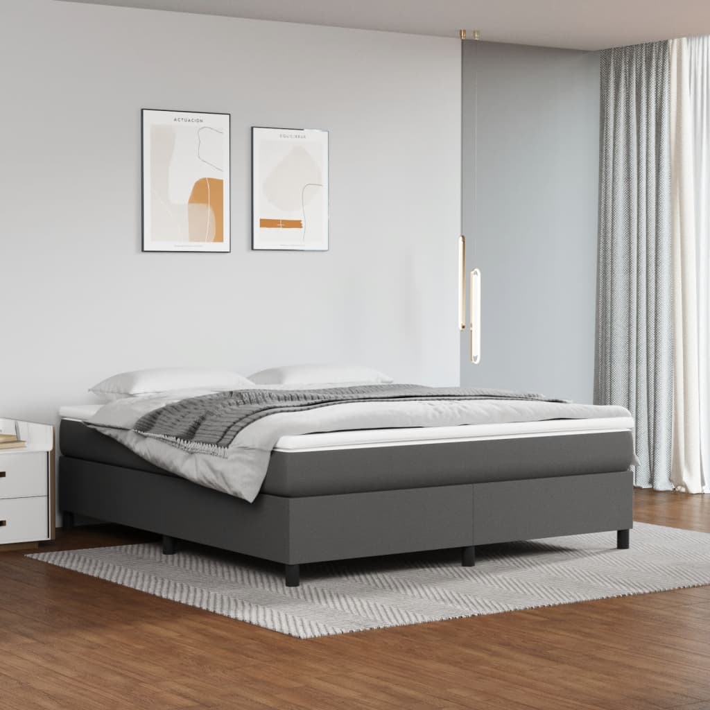 Okvir za krevet s oprugom sivi 160x200 cm od umjetne kože