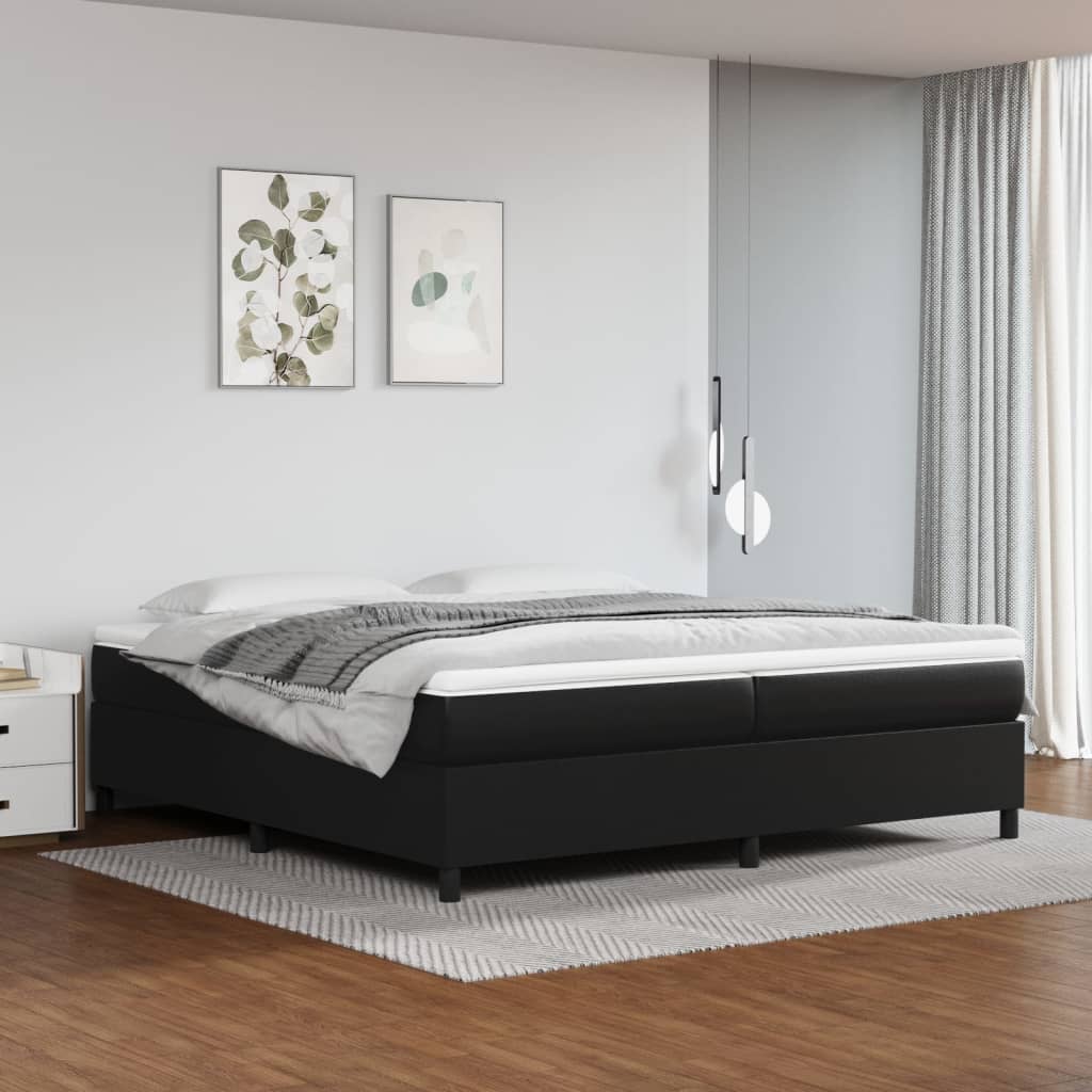 Okvir za krevet s oprugom crni 200x200 cm od umjetne kože